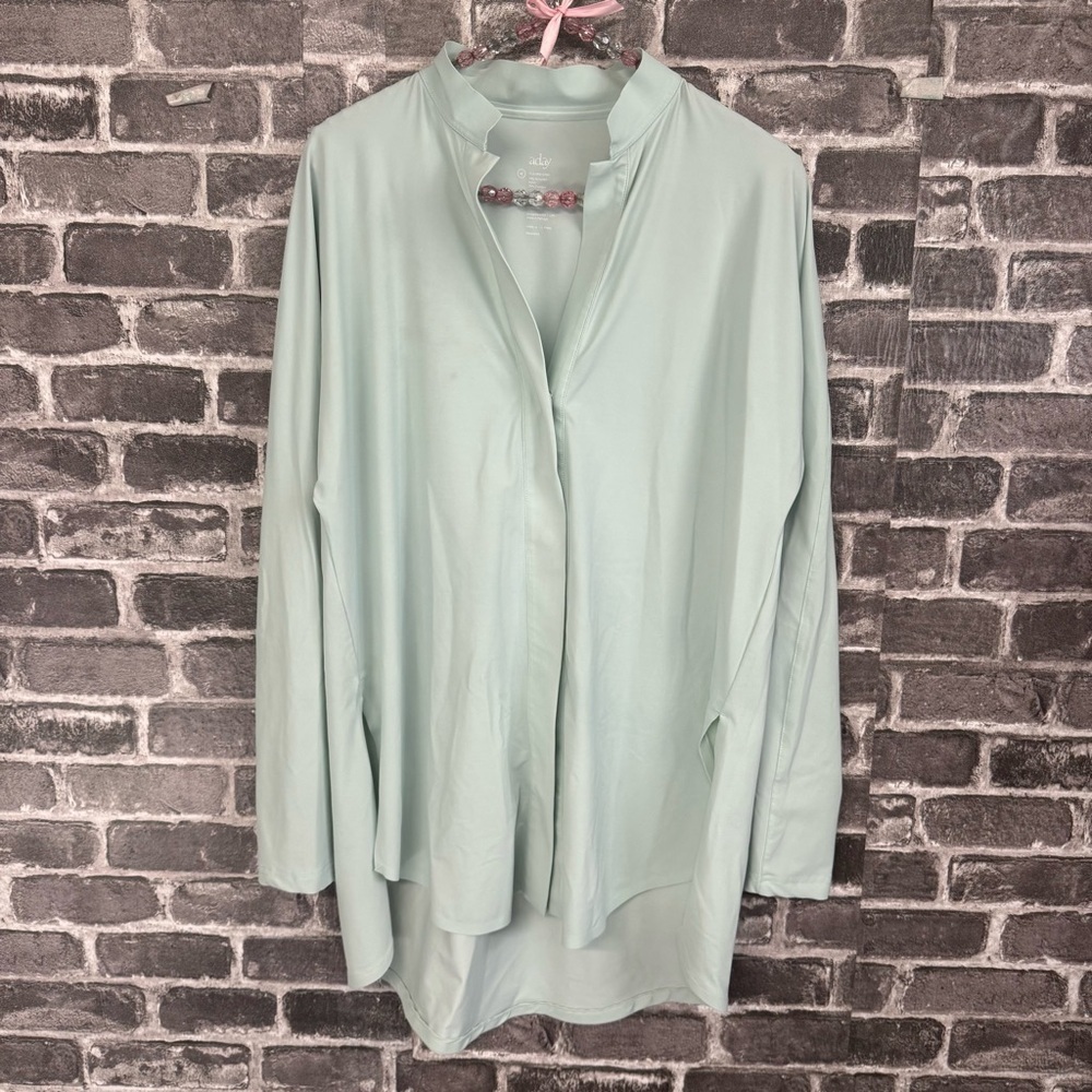 Aday Something Borrowed Shirt Snap Button Up Mint… - image 1